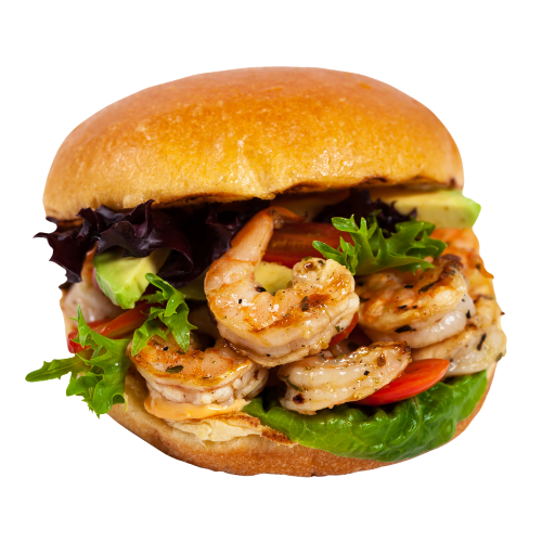 Shrimp burger – Boss Bites TX seafood sandwich with golden fried shrimp